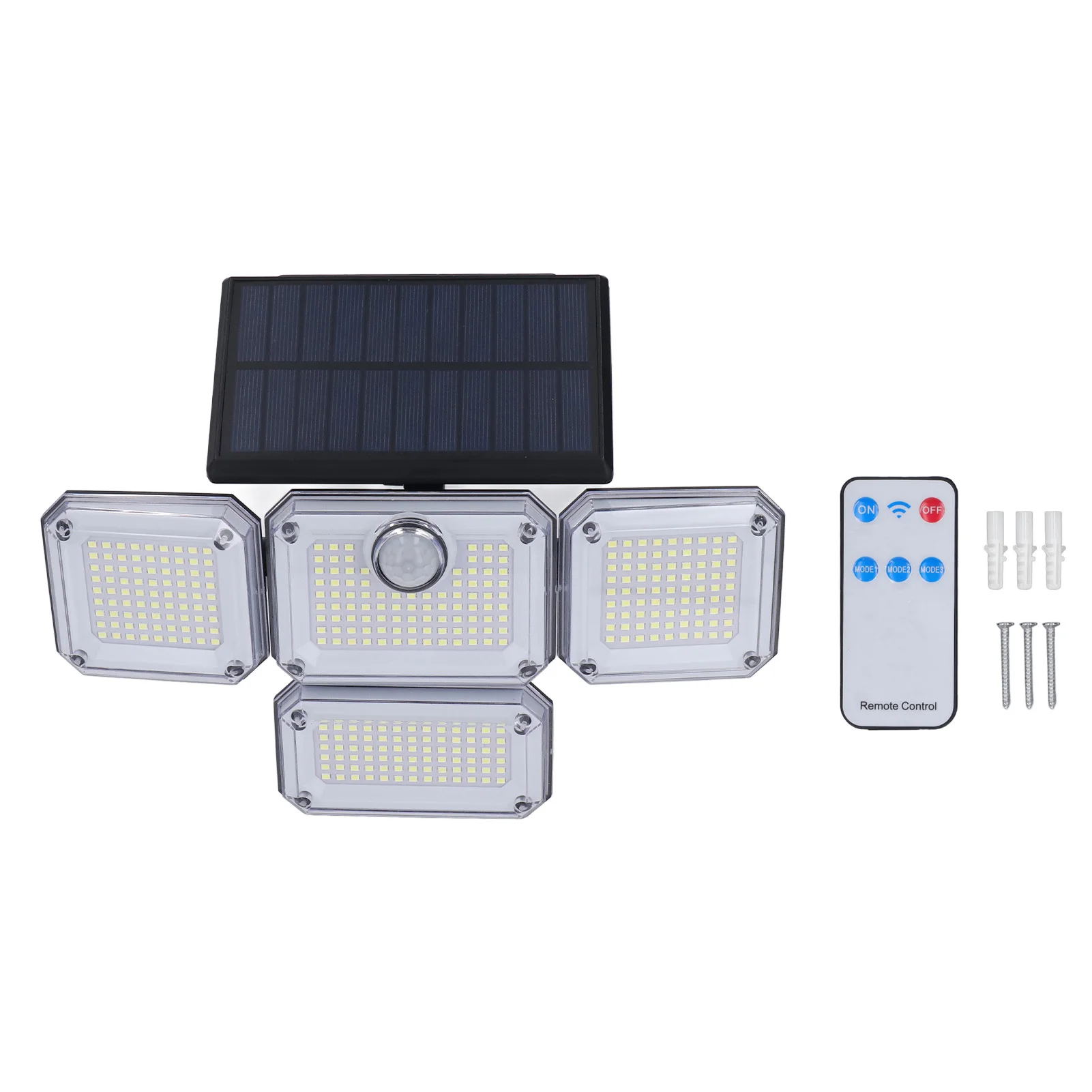 

4-Head Solar Outdoor Street Light Flexible Foldable IP64 Heat Resistant Home Solar Lamp Rotating Heads for Efficient