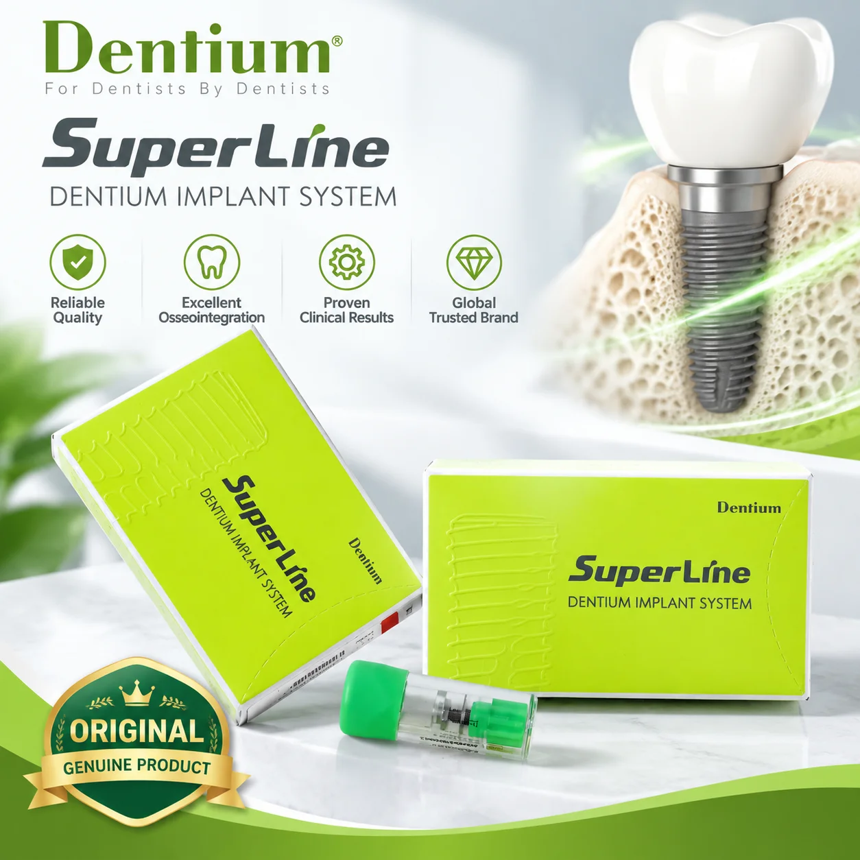 Dentium SuperLine Series Dental Implant & Abutment, Korean Original Imported Full Range Korean Dental Implant System