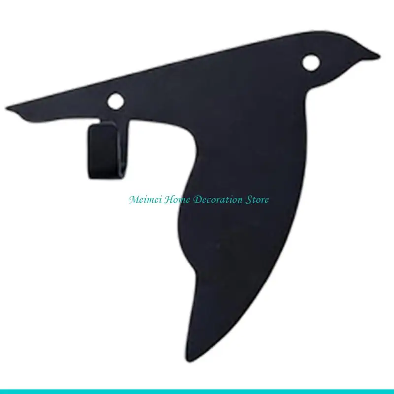 H7BF Artistic Black Bird Hook For Wall Organization Practical Single Prong Hat Hanger