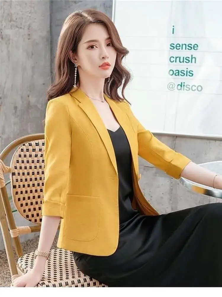 

Casual Mid-Length Women's Faionable Loose Korean Sle Spring Autumn plus Size Suit Jaet Versatile Cleanfit Seven Sve