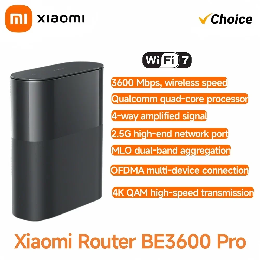 

Xiaomi BE3600 Pro Маршрутизатор Wi-Fi 7, двухдиапазонная сетчатая система, четырехъядерный порт Qualcomm 2,5G, игровой ускоритель, Bluetooth-шлюз для дома