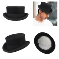 Sombrero Fedora enrollada para adultos, sombrero Panamá Color negro a gorro mago, sombrero lana,