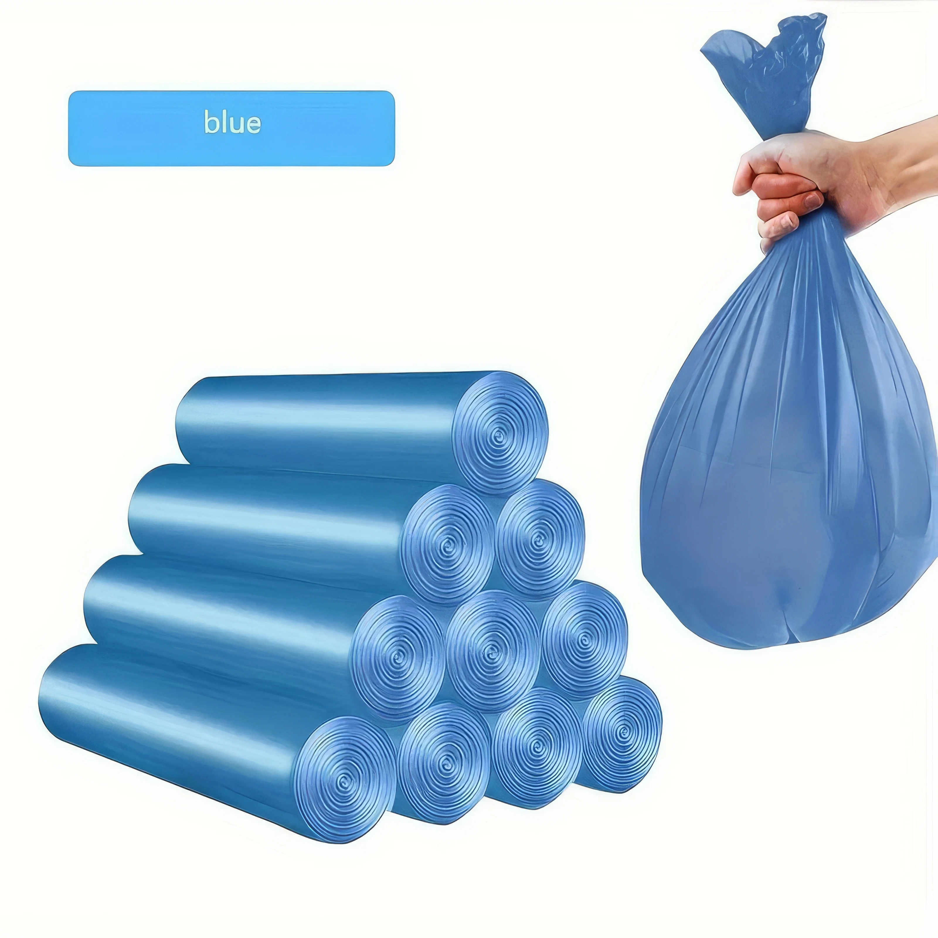 

Blue Flat-Top Trash Bags , 300 Pcs Total, Strong & Durable, Great Value for Daily Use!