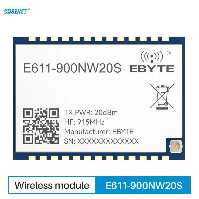 Full Duplex 915MHz Remote Data Image Transmission Module CDSENET E611-900NW20S 20dBm 1KM Star Trunk Netwoking AT Command