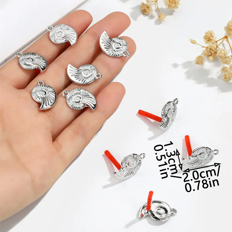 10pcs Conch STUD ต่างหู Golden Silver สีต่างหูตัวเชื่อมต่อต่างหูฐาน DIY เครื่องประดับทําอุปกรณ์