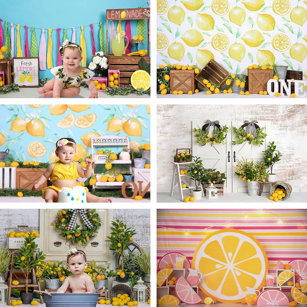 

Avezano Photography Backdrop Lemon Shop Child Birthday Portrait Decor Baby Kids Smash Cake Background Photo Studio