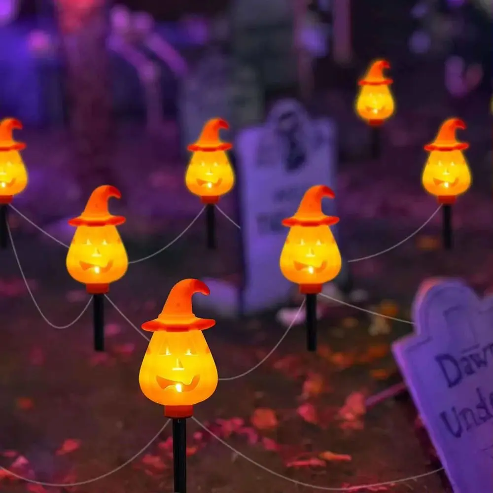 

Orange Color Solar Pumpkin Lights Ground Insert Pathway Lights Solar Stake Lights Easy Installation Waterproof