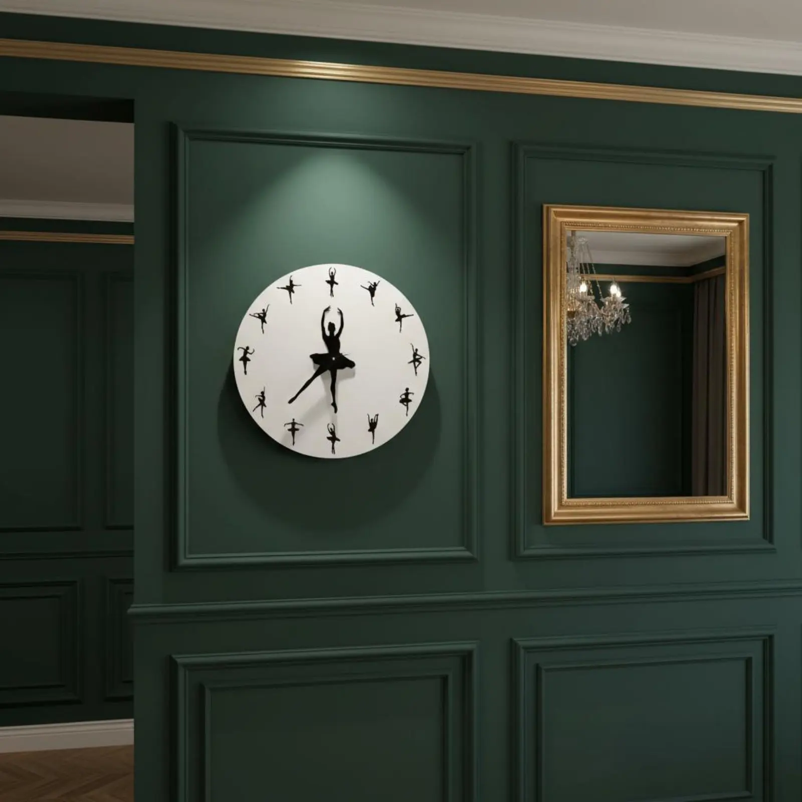 バレエダンサー壁掛け時計-クリエイティブデザイン-バレリーナ壁掛け時計-ホームデコレーション-ノンチッキングサイレントムーブメント-女の子向け