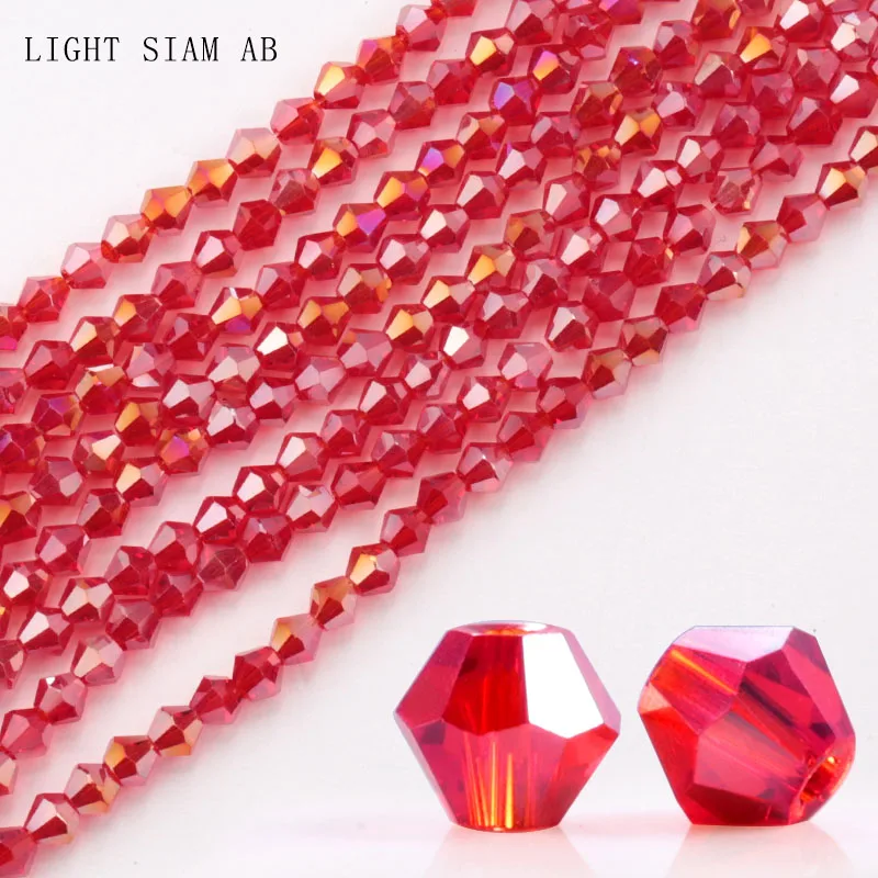 QIAO 4mm Crystal Bicone Beads Glitter Crystal Jewelry for DIY Bracelet Necklace Handicarft  Shiny Glass Seed Beads Accessories