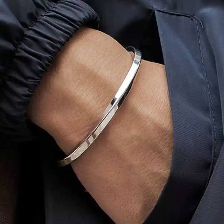 Retro WEIER Mobius Ring Bracelet Men's Trendy 925 Silver Couple Bracelets Korean Style Fashionable Person Hand Jewelry