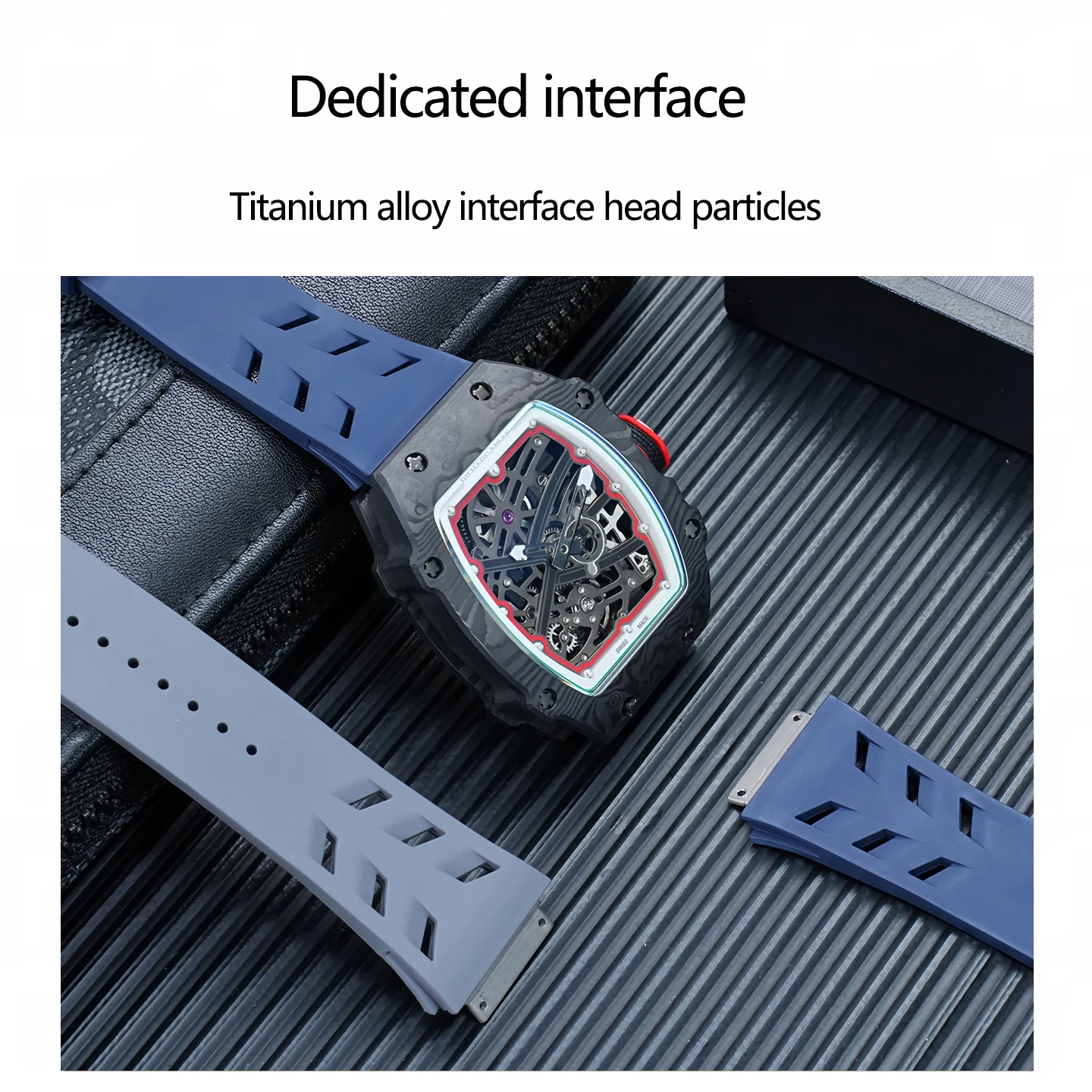 24mm FKM watchband For Richard Miller High Quality Soft Waterproof Fluororubber strap RM67-02 67-01 Titanium alloy fold buckle