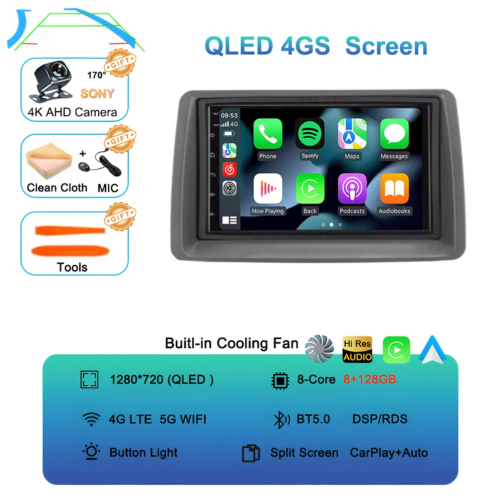 7 inch autoradio Android 16 voor FIAT Panda 2003 2004 2005 2006 2007 - 2012 Stereo Multimedia Speler Navigatie Autoradio Carplay Auto