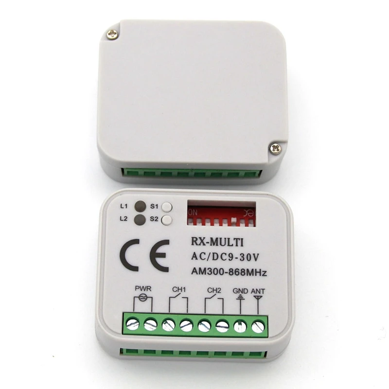 Universal 2 Channel Wireless Garage Door 433 MHZ DC12V 24V Fixed Code Rolling Code Receiver Controller Remote Control