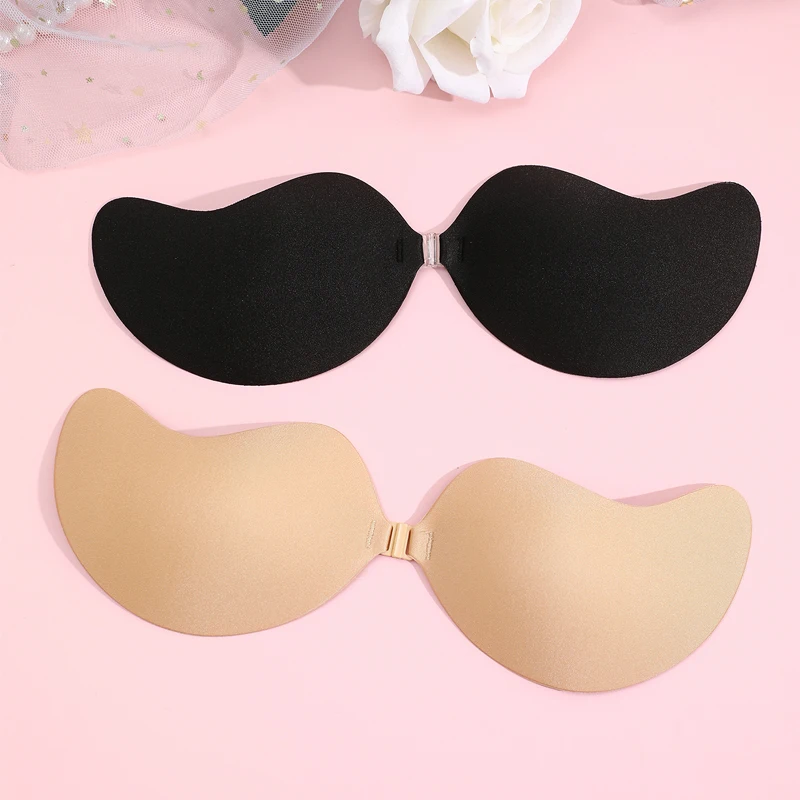 2Pairs Women Sexy Invisible Push Up Bra Strapless Seamless Bras Front Closure Bralette Underwear Self-Adhesive Silicone Stickers