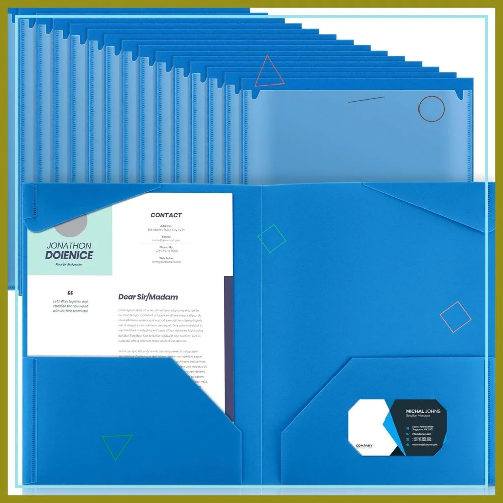 

36 шт. сверхпрочные пластиковые папки с прозрачными передними карманами, 2 карманами и слотом для карт для презентаций в школе и офисе