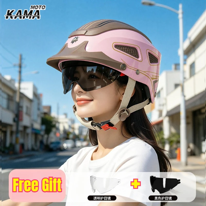 

Summer Motorcycle Helmet Breathable Bike Open Face Helmet Men Women Dual Lenses Jet Scooter Half Helmets Casco Moto