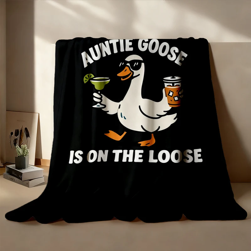 Auntie Goose Is on The Loose Flannel Blanket, Funny Silly Goose Flannel Throw, Cool Aunt Gift, Chaos Auntie Cozy Blanket