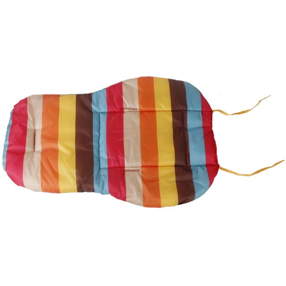 

Waterproof Multicolor Baby Pram Cushion Pad Rainbow Pattern Breathable Oxford Fabric Lightweight Stroller Pushchair Random Color