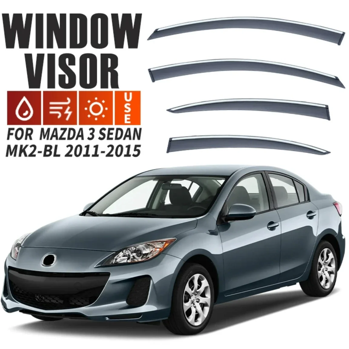 

For Mazda 3 2011-2015 sedan Wind Deflectors Rain Guards Door Visor Vent Shades Ventvisor Window Visor Cars Accessories