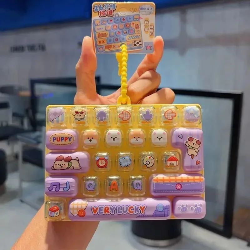 --Candy Color Keycap Keychain Cute Cartoon 26-key Aecompression Keyboard Toy Keyrings Fidgets Keycap Clicker Bag Pendant 키캡 view 5