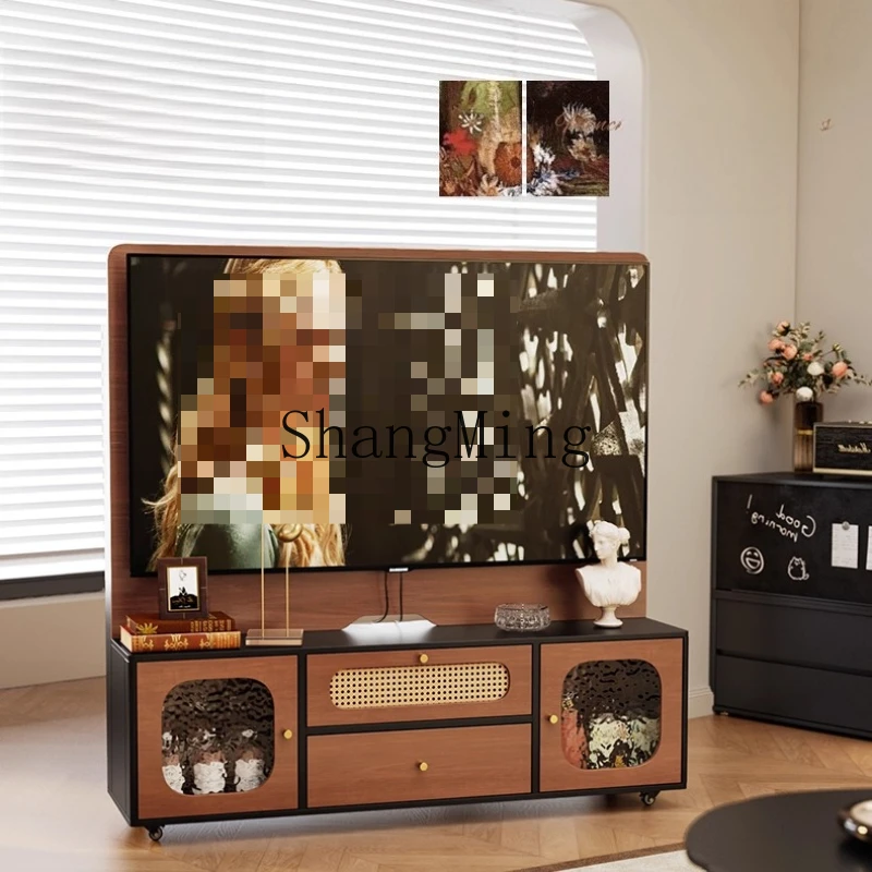 

ZYY solid wood integrated living room floor storage cabinet modern simple used mobile TV cabinet