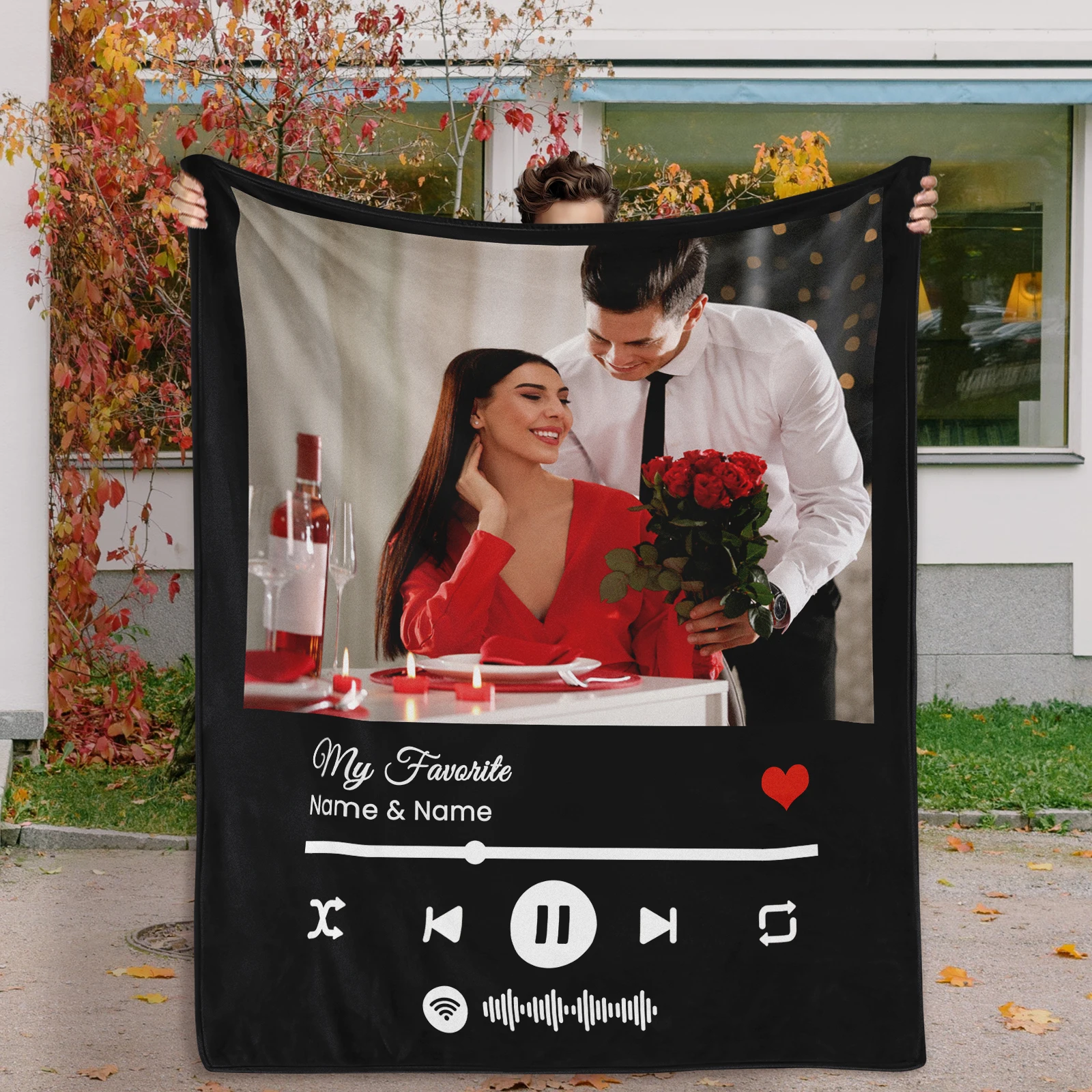 

Valentine's Day Couple Memorial Blanket Stylish Fleece Throw for Fiancee Wife Husband Holiday Gifts Used for Honeymoon Travel