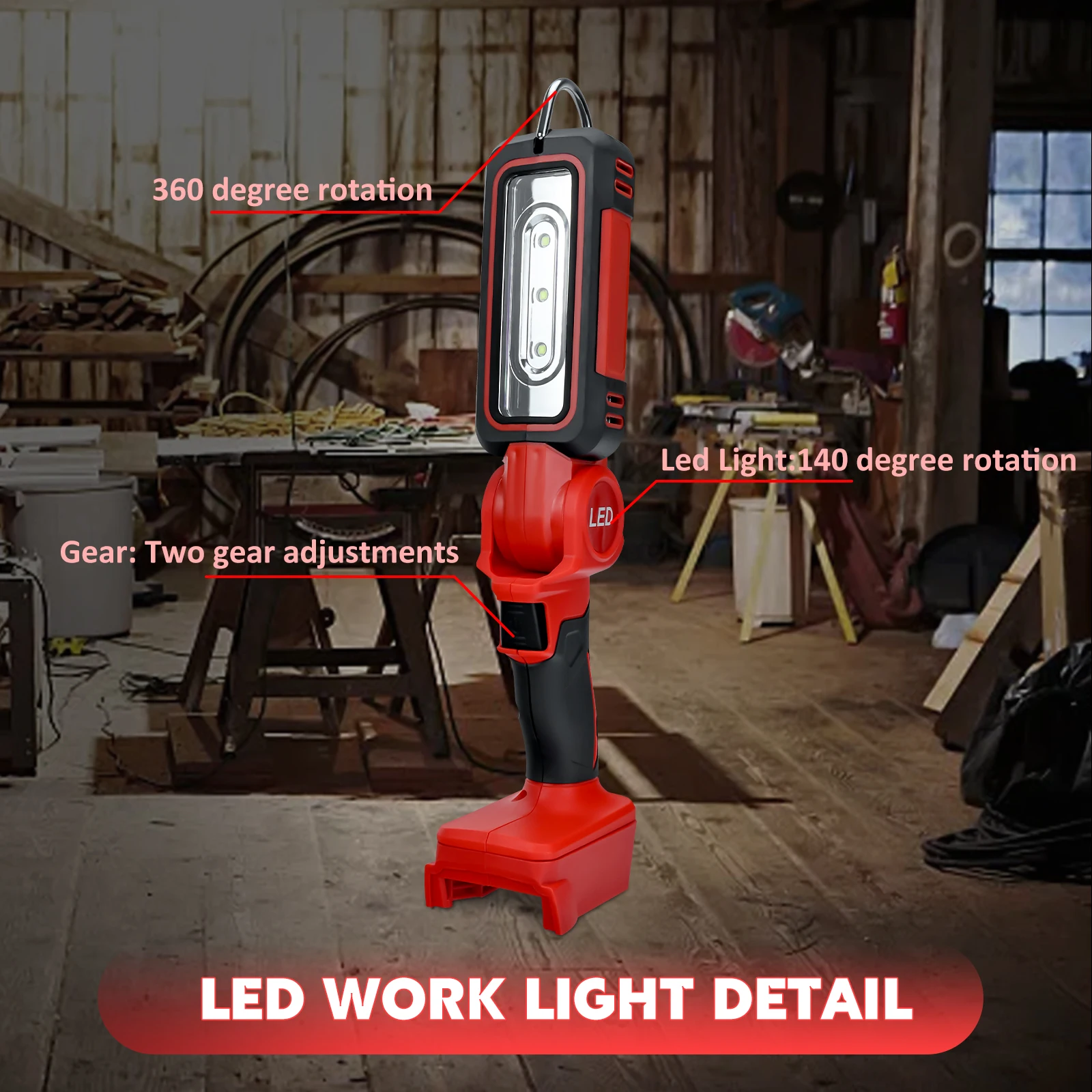 300W 1200lm światło robocze bezprzewodowy LED do baterii Milwaukee 140 ° szerokokątna latarka do kempingu warsztatowego na zewnątrz (bez baterii)