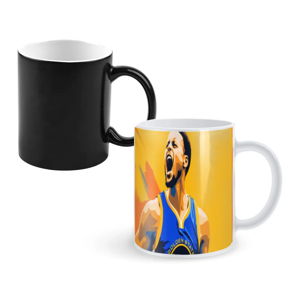 

S-Stephen Super Star C-Curry Creative Change Ceramic Mug Heat Revealing Coffee Cup Breakfast Cup Mug Friends Gift