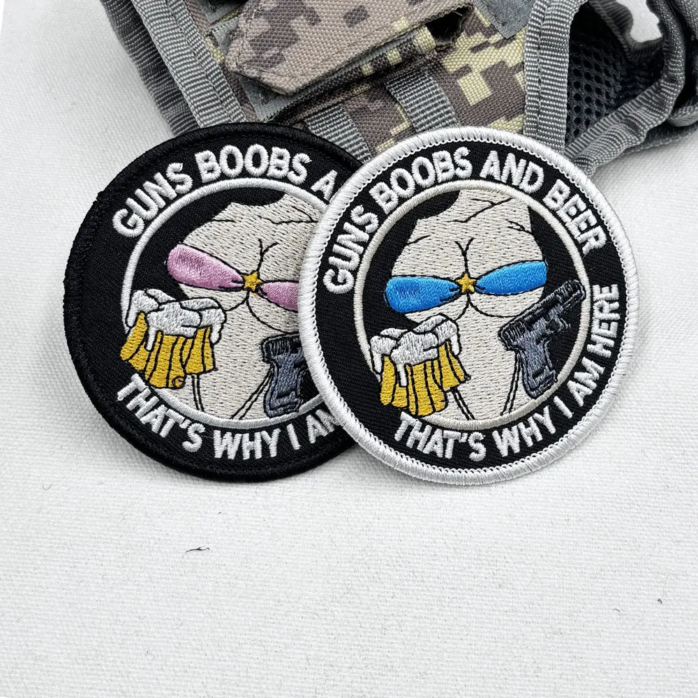 البنادق الثدي والبيرة لهذا السبب أنا هنا رقعة مطرزة بخطاف وحلقة خياطة على شارة عسكرية مطرزة