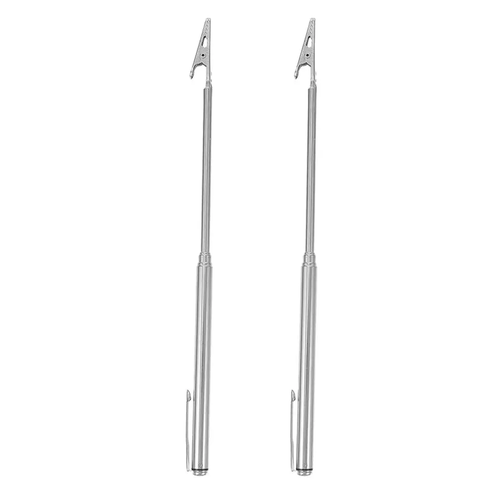 

2Pcs Stainless Steel Telescopic Alligator Clips Adjustable Length Handheld Signboard Holder Durable Metal Clamps For Display