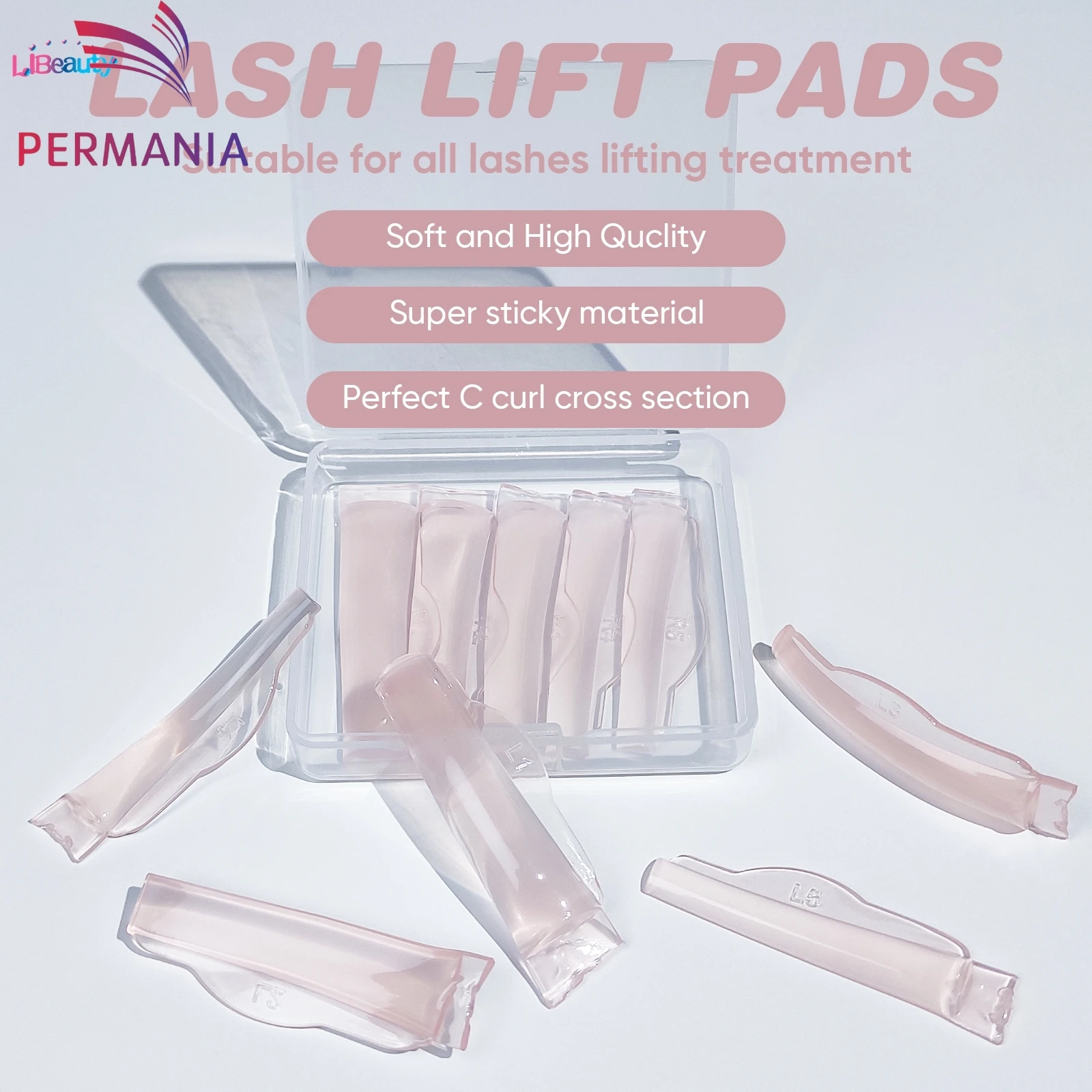 PERMANIA 5 Paar kleberfreie Silikon-Wimpernperm-Stäbchen, klebrige Wimpernlift-Pads, Wimpernformer-Zubehör, Applikator, Make-up-Tool – Detail 7