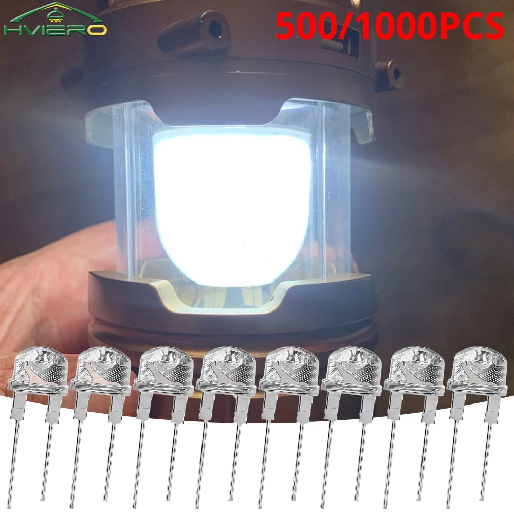 500/1000Pcs White Red Yellow Blue Green Super Bright Diode Lamp Bead LED Bulb 8mm Straw Hat Led Emitting Light Decoration Lights