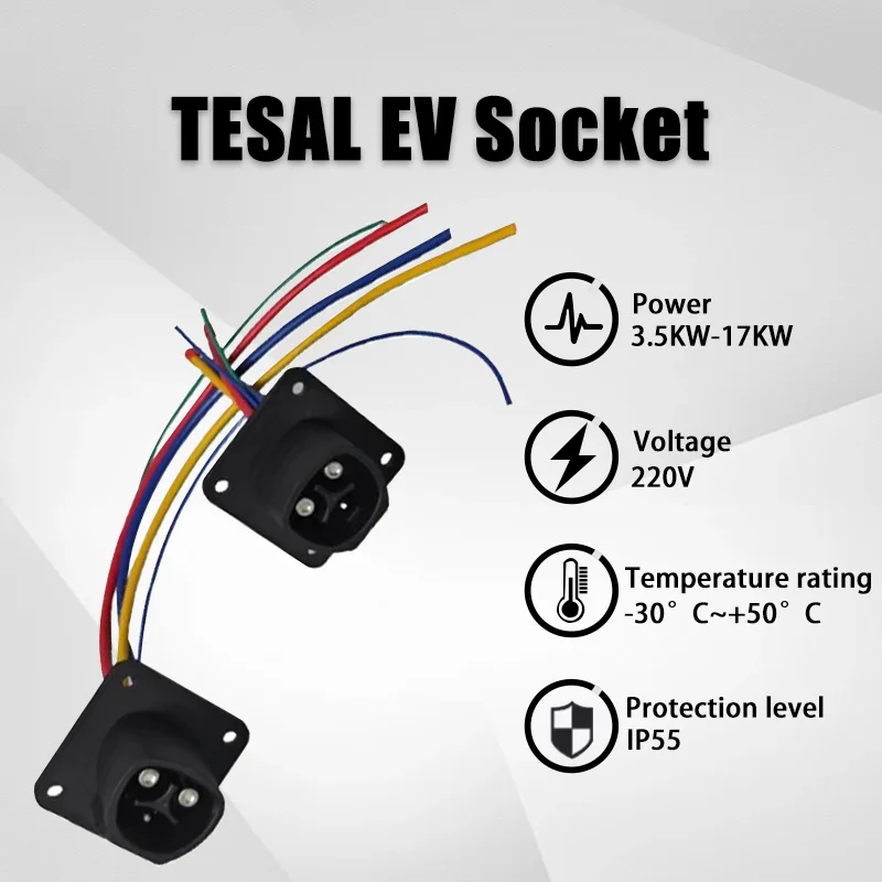 NACS EV Socket Tesla Model 3/X/Y Connector Plug EV On-Board Charger AC Socket EV Charging Socket 16A 32A 48A 80A EVSE