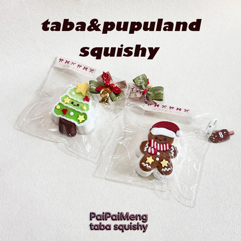 

New2 in1Gingerbread Man Christmas Set TabaSquishy Handmade Exclusive Food Grade Safe Soft Realistic Fast Rebound Stress Reli toy