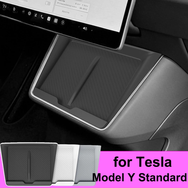 Für Tesla Model Y Standard 2026 2025 Kabelloses Ladepanel-Schutzpad Telefonhalter Rutschfeste Unterlage Silikon-Schutzmatte