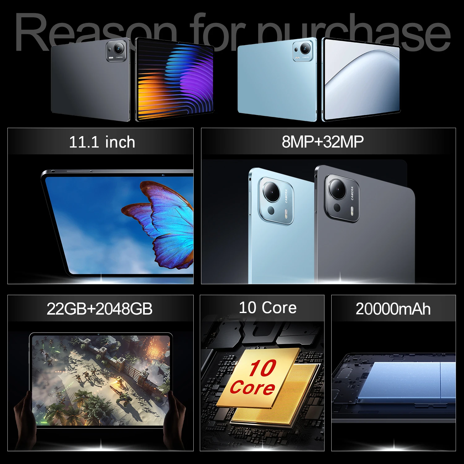 2026 Pad 7 Ultra Pro Tablet PC Snapdragon 8 gen3 Android 15 22GB+2TB 5G Dual SIM 10 Core 20000mAh 5G WiFi WPS Original 7Ultra view 3