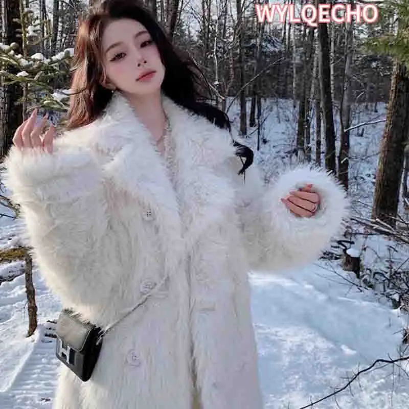 Winter Fox Fur Imitation Fur Coat Women\'s Long New Warm Raccoon Fur Coat Large Size Leisure Windbreaker Jacket