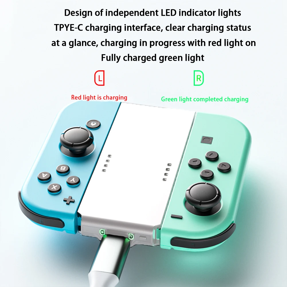 Para Joypad agarre de carga con indicador de carga controlador de base de carga en forma de rectángulo estación de carga para Switch Joy-Con
