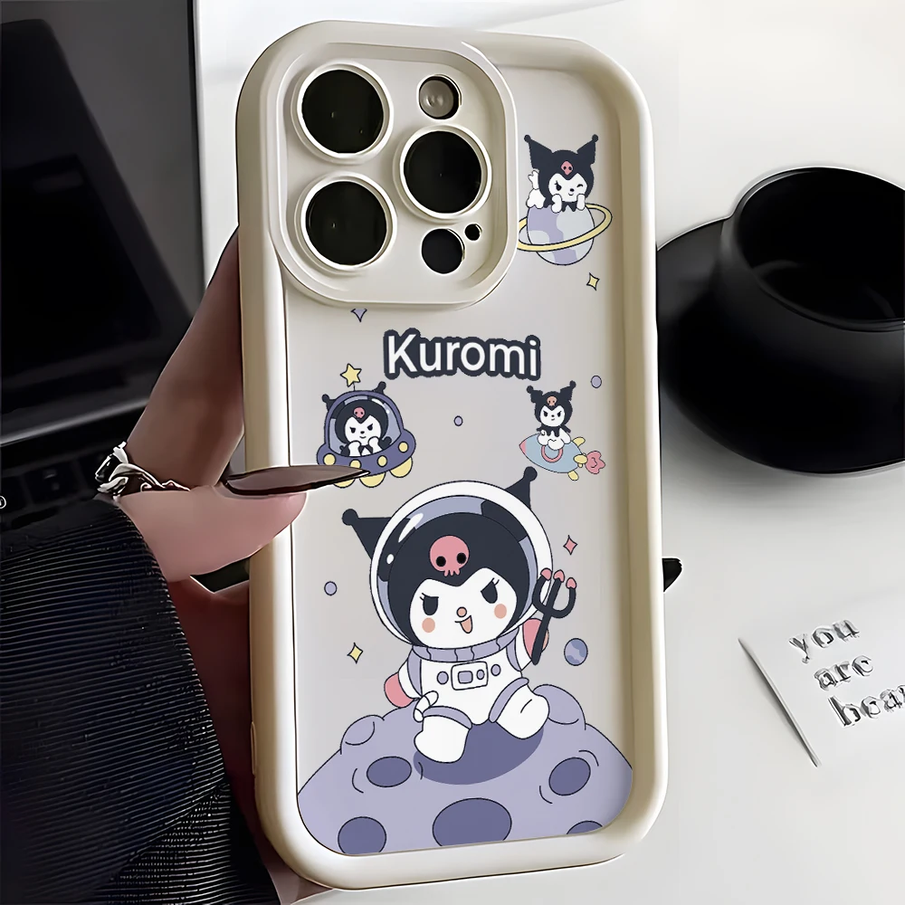 Anime Kuromi Phone Case for Oppo A98 A95 A94 A78 A76 A74 A72 A60 A58 A57 A54 A53 A38 A33 A32 A17 A16 A15 Soft Ladder Lens Cover