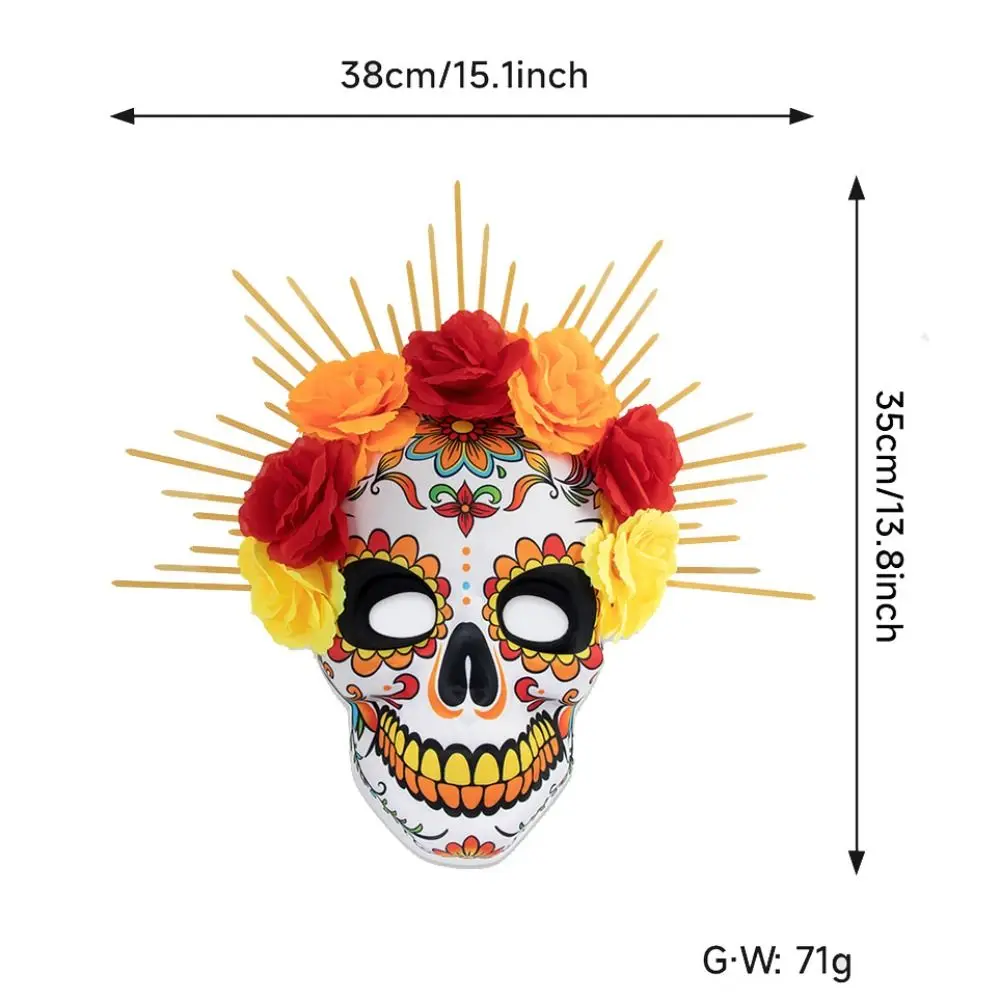 Halloween Mexican Day of The Dead Mask EVA Full Mask Halloween Party Mask Headwear Three-dimensional Skull Mask Carnival