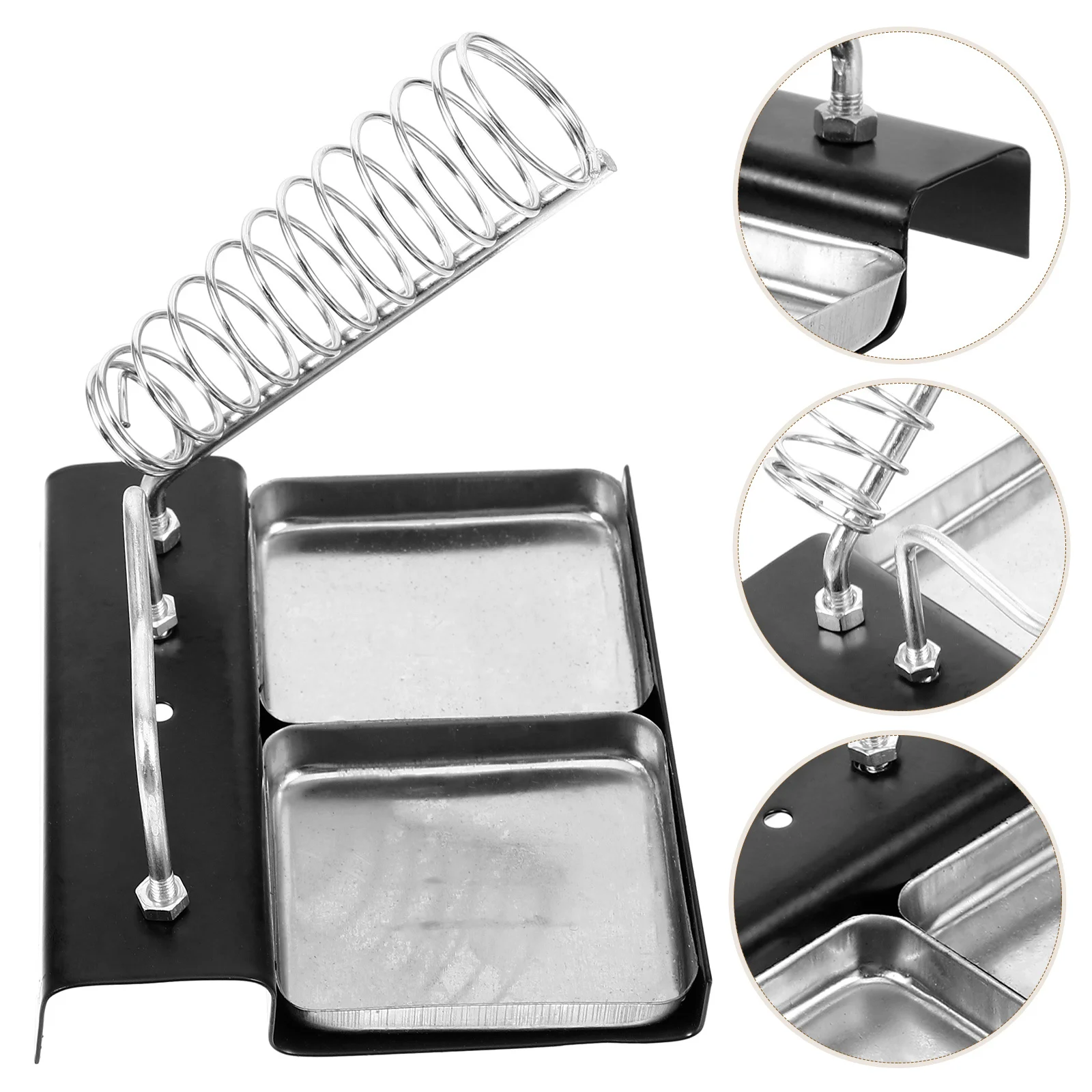 

Double-Slot Soldering Iron Stand Sturdy Metal Base Portable Desktop Support Station For Hobbyists Electricians Soldering