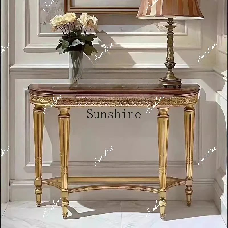 

French retro solid wood porch, rural living room wall decorative cabinet/partition side table