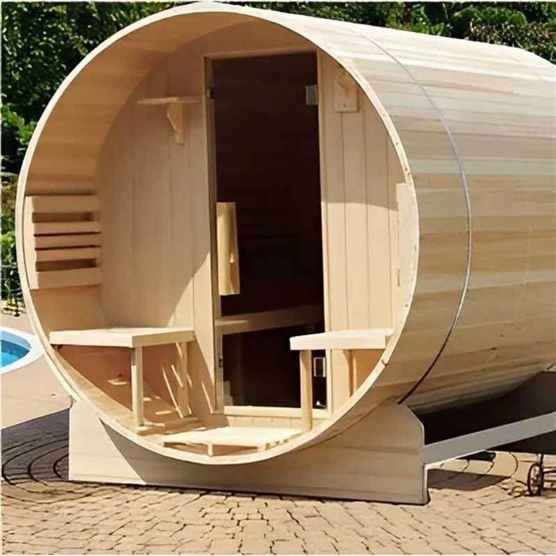 Y1 Outdoor traditional panoramic barrel type 4-6 person steam sauna with backrest