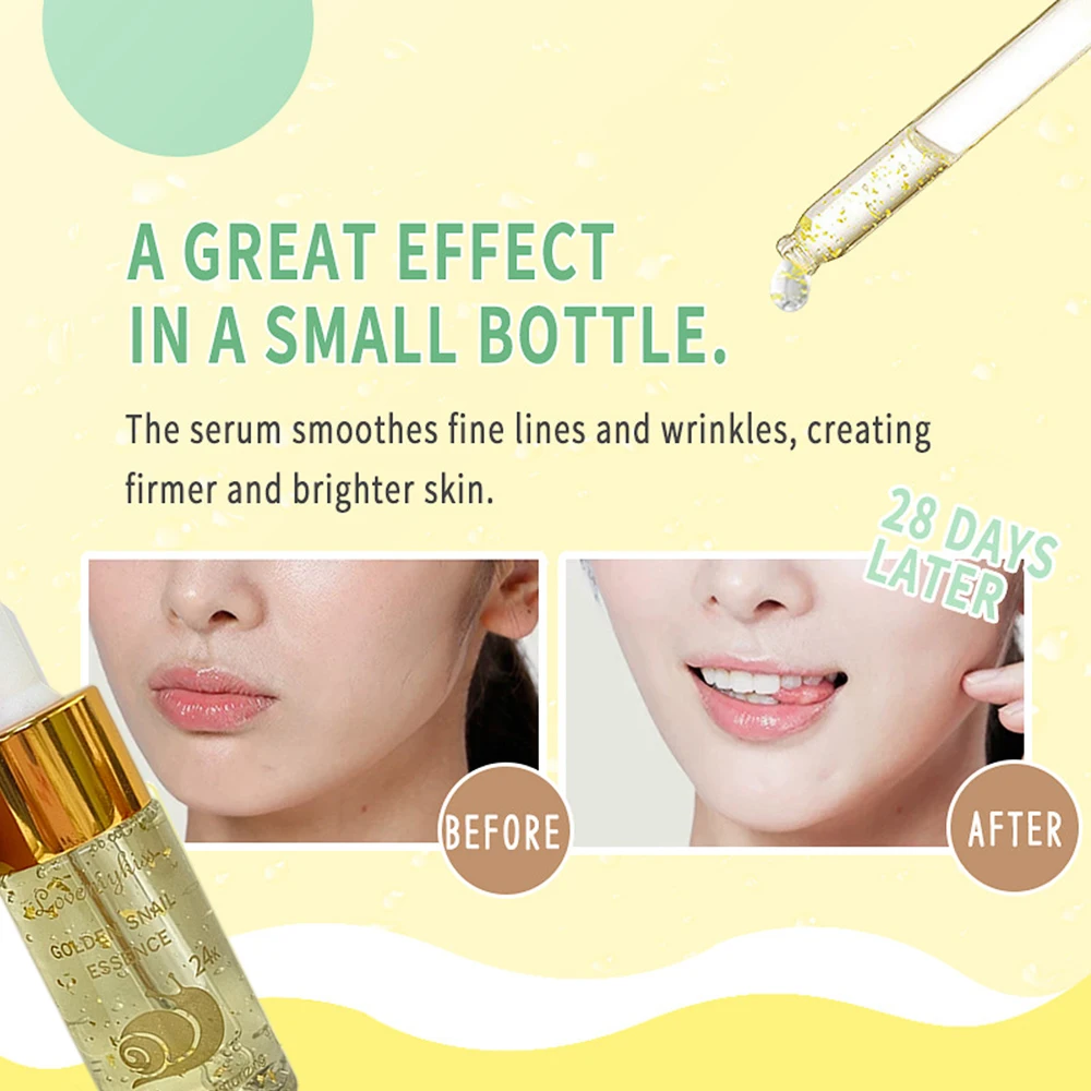 20ml Facial SkinCare 24k Gold Snail Whitening Moisturizing Repair Anti Wrinkle Face Sreum Beauty Health Korean Skin Care Essence