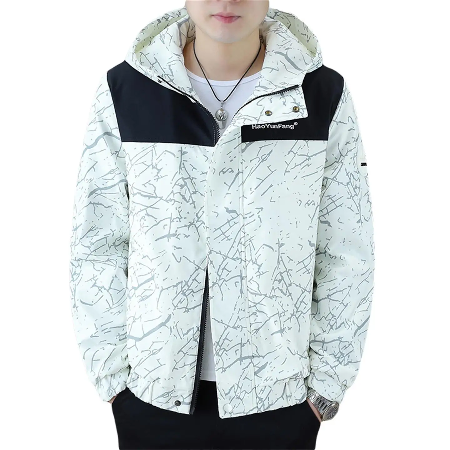 

Новое мужское джинто, осенне-зимнее пальто с капюшоном и принтом Haome, легкая мужская зимняя верхняя одежда, модный Sle