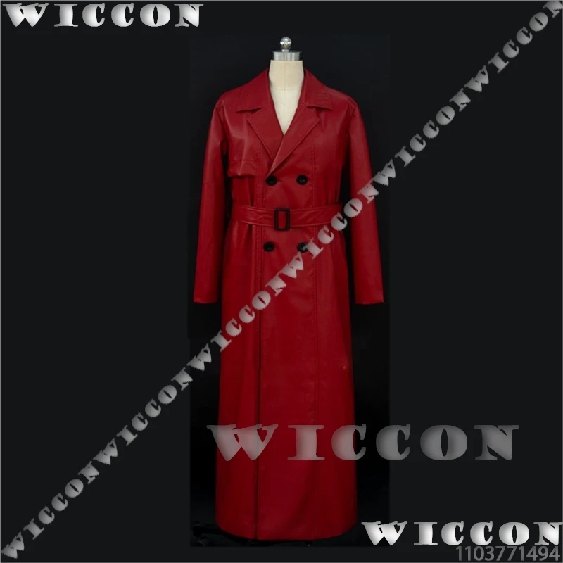 Mr Scarletella Game Homicipher The Enigmatic Antagonist Cosplay Costume Red Wig Red Trench Coat Women Men Holloween Customized