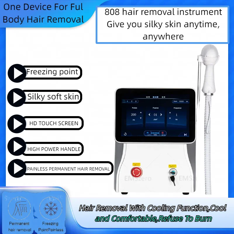 

Best New 4 Waves Ice Titanium Epilator Permanent Hair Removal Machine Men Professional 808nm Alexandrite Diode Device for women