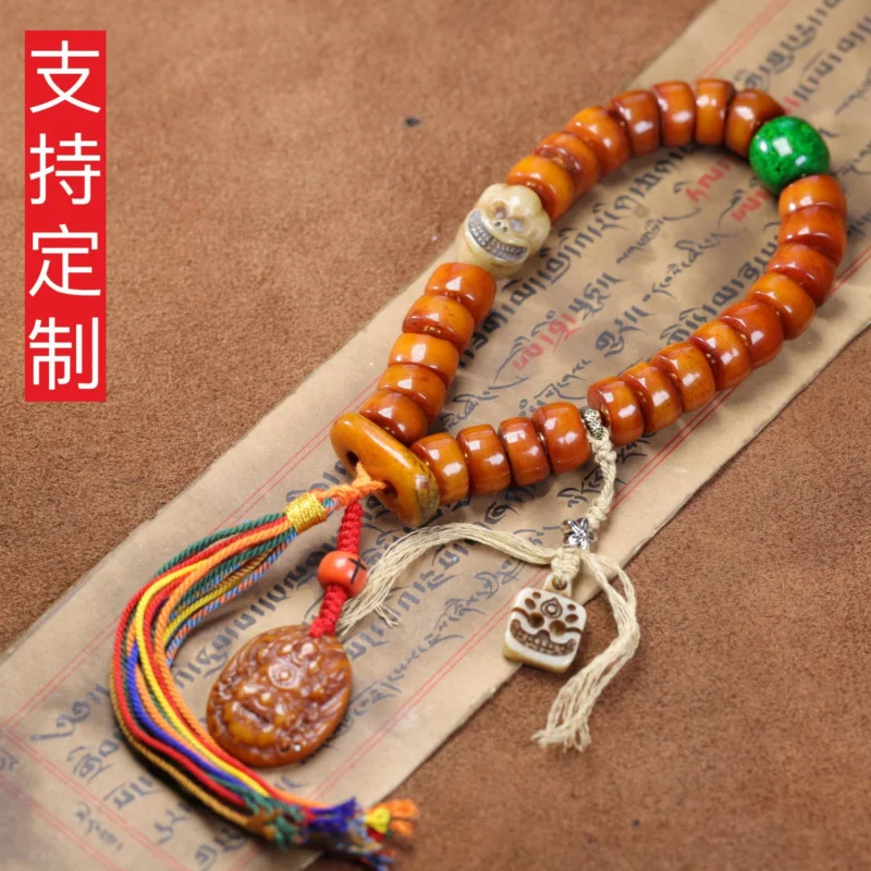 Tibetan Style Yak Bone Bracelet Hand-Held Ethnic Style Old Ox Bone Two Cake a Dai Tablet Beads BeadsDIYAccessories Me