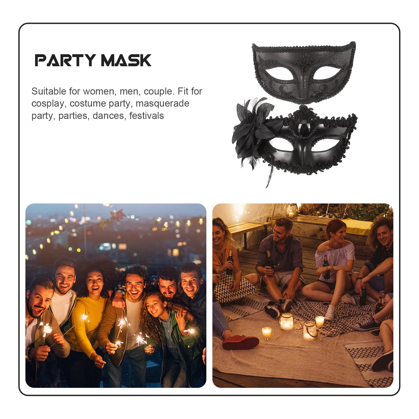 

2 pcs Half Face Mask For Masquerade Party Costume Cosplay Couple Women Men Halloween Festival Dance Decorative Unique
