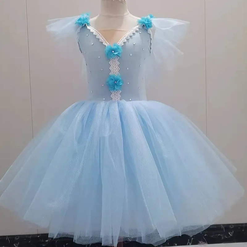 Trajes de palco doce meninas saia de gaze tutu saia pequeno cisne traje de balé